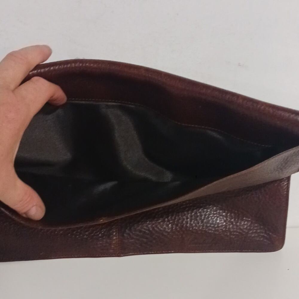 Cambridge Vintage Document Case Thick Brown Pebbled Leather Magnetic Closure - Picture 3 of 12